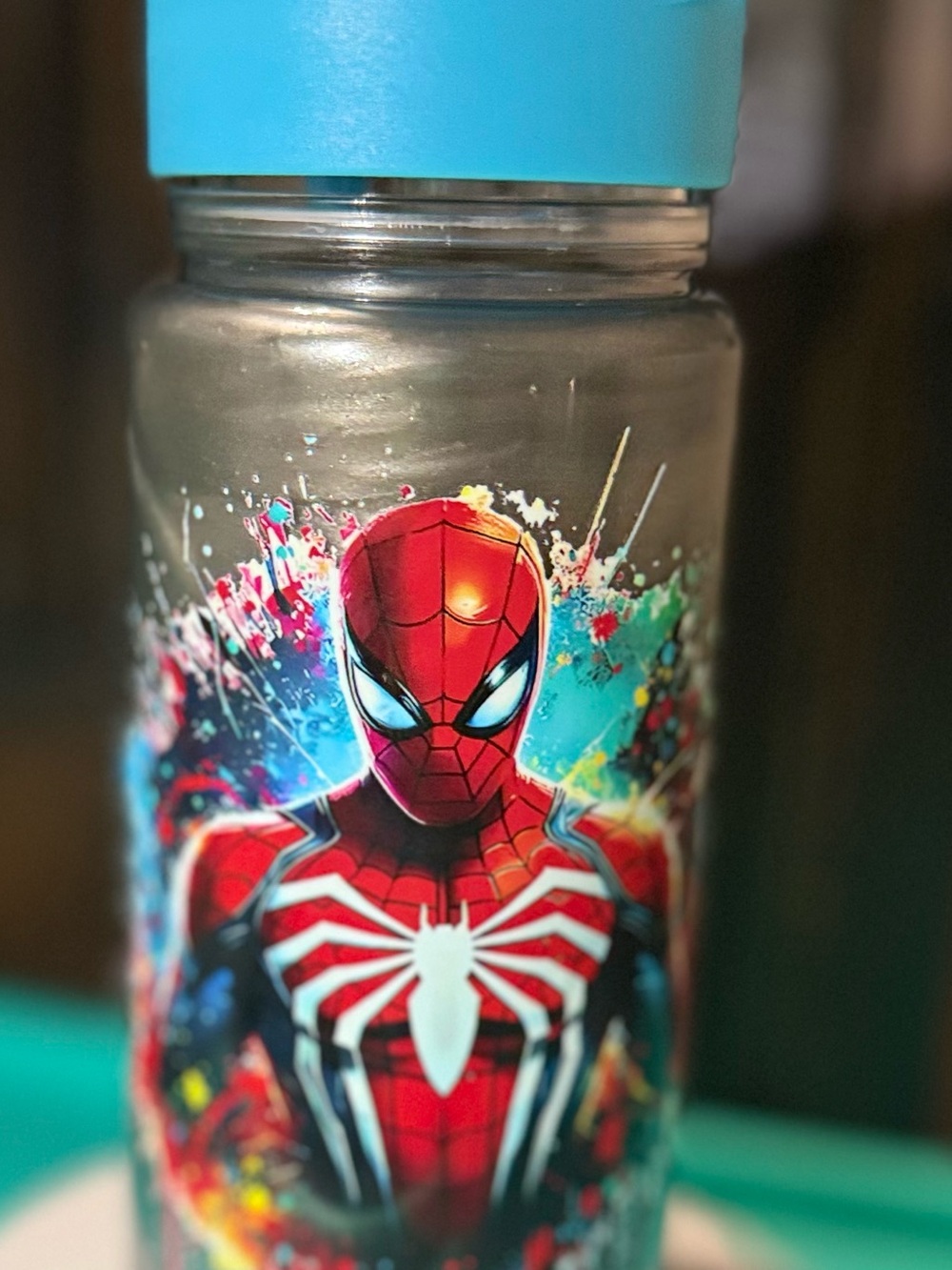 Handmade Spider-Man Snow Globe Water Bottle